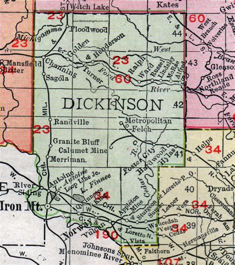 Dickinson County Michigan Map Rand Mcnally Iron Mountain