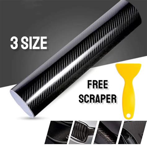 Car D Carbon Fiber Sticker Waterproof Glossy Vinyl Roll Motorcycle