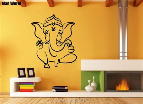 Mad World Ganesh Lord Yoga Decal Om Symbol Wall Art Stickers Wall Decal