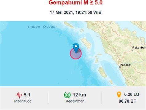 Gempa Bumi Terkini M5 1 Guncang Nias Barat Tidak Berpotensi Tsunami