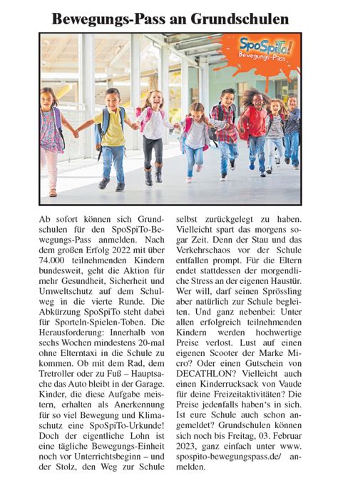 Der Reporter Fehmarn Bewegungs Pass An Grundschulen