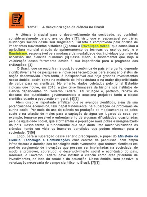 Desvalorização Da Ciência No Brasil - Enp - Proposta Desvalorização Da Ciencia No Brasil - Imaginie | PDF ...