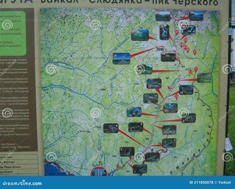 Map of the Tourist Route through Beautiful Places in the Irkutsk Region Editorial Stock Photo ...