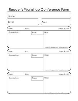 Cute Reader S Workshop Conference Form Sheet By Miss Murphy S Corner