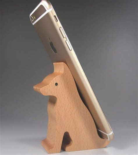 Wooden Dog Shaped Mobile Phone Ipad Holder Stand Woodworking For Kids