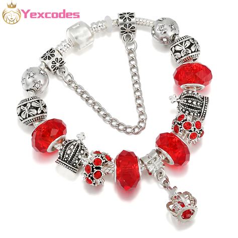 Red Fashion Crystal Bracelets Ts Womens Bracelets Silver Plated