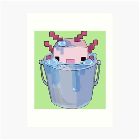 Cute Axolotl Bucket Minecraft Concept Art Art Print For Sale By