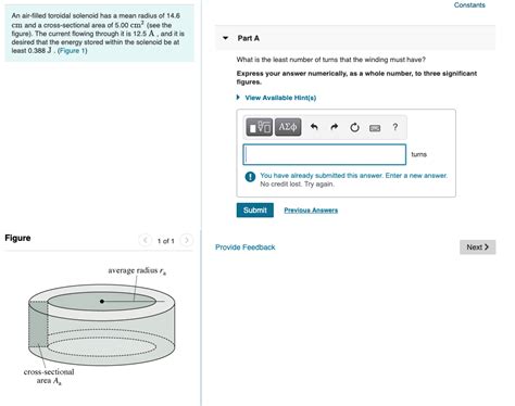 Solved Constants An Air Filled Toroidal Solenoid Has A Mean Chegg