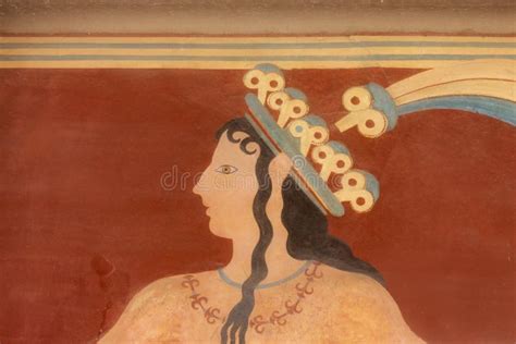 Ancient Minoan Fresco from Knossos, Crete Stock Image - Image of ...