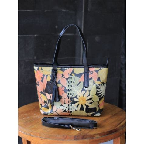 Jual Tote Bag Tas Kulit Wanita Lintang Kulit Ecoprint Shopee