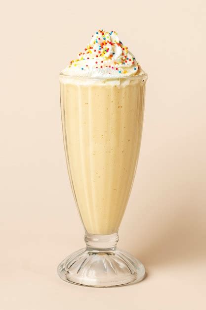 Premium Photo Vanilla Milkshake With Whipped Cream