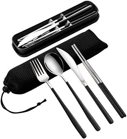 Travel Utensil Set Reusable Stainless Steel Flatware Set With Case