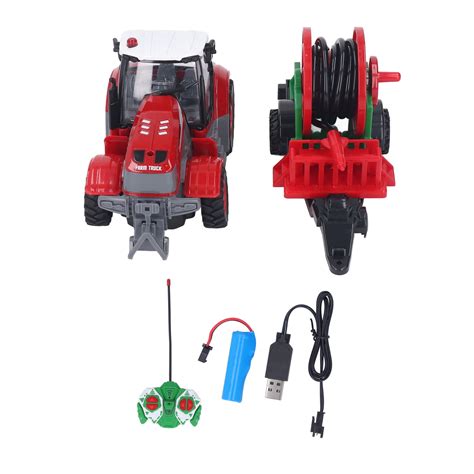 RC Farm Tractor Toy Educational Rechargeable Remote Control Farm Truck Toy with Light for Kids ...