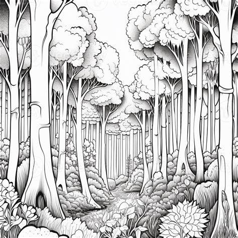 Forest Black And White Drawing
