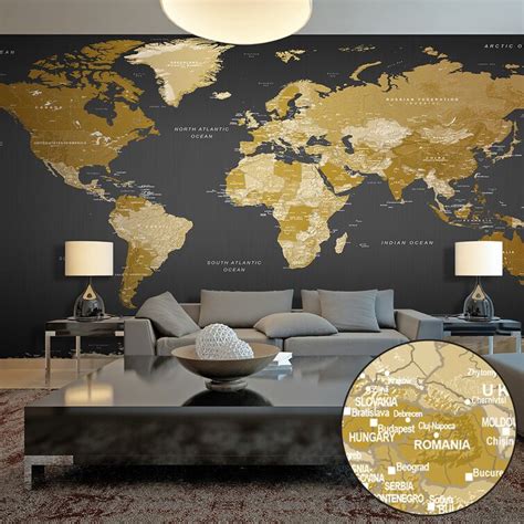 East Urban Home Fototapete World Map Modern Geography 2 8 M X 500 Cm