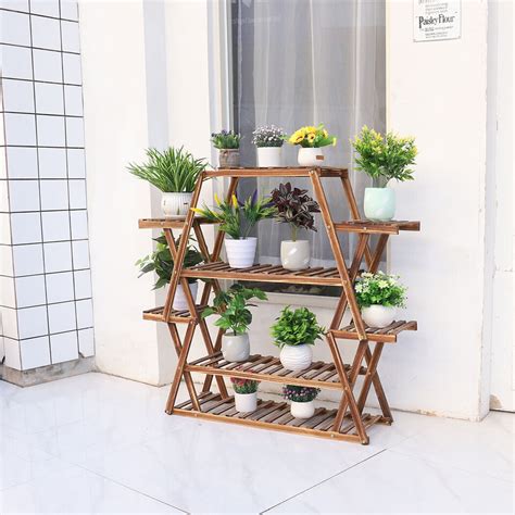 Extra Large Multi Tier Wood Flower Rack Plant Stand Bonsai Shelf Indoor