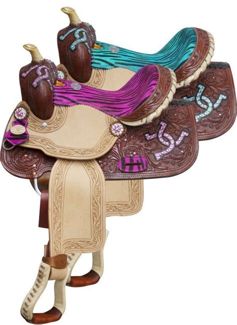 Double T Western Barrel Saddle 5114 Zebra Print Saddle Barrel