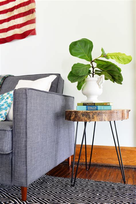 DIY Side Table With A Wooden Slab and Hairpin Legs