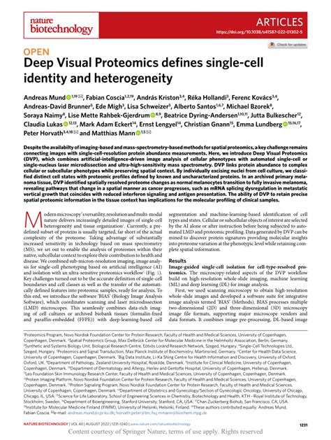 Pdf Deep Visual Proteomics Defines Single Cell Identity And Heterogeneity