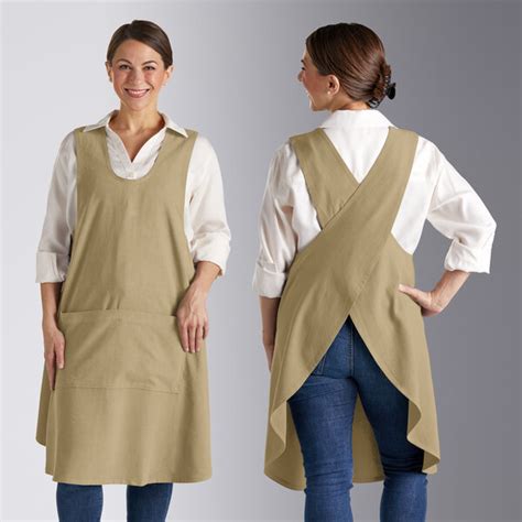 Acopa Ashville Sage Linen Smock Bib Apron With 2 Pockets 37 X 43