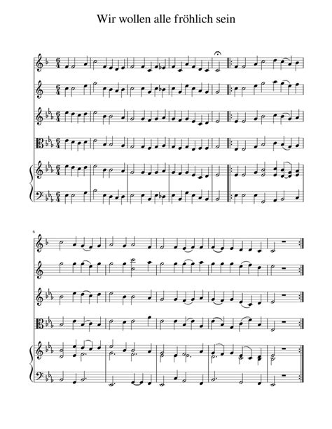 Wir Wollen Alle Froehlich Sein Sheet Music For Piano Clarinet In B Flat Saxophone Alto Viola