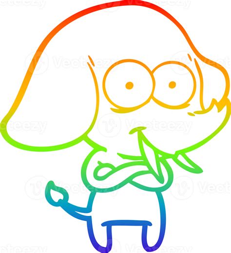 Rainbow Gradient Line Drawing Happy Cartoon Elephant 38939837 Png