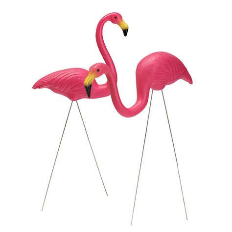 2pcs Pink Flamingo Plastic Yard Garden Lawn Art Ornaments Retro Toy