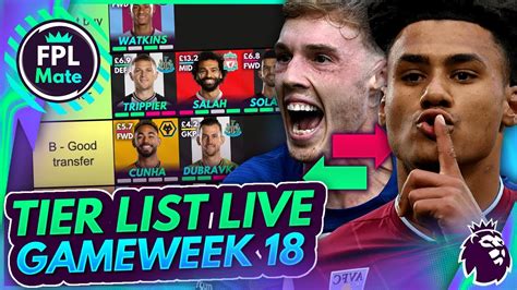 FPL GW18 TRANSFER TIER LIST LIVE Best Plays To Buy FPL 2023 24