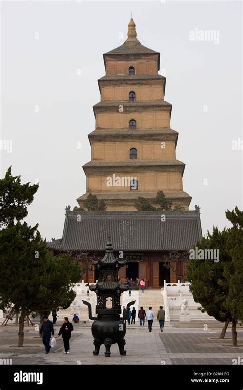 Big Wild Goose Pagoda Tang Dynasty Architecture Xian China Stock Photo