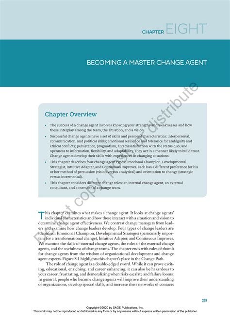 Agent of change - 279 CHAPTER EIGHT BECOMING A MASTER CHANGE AGENT T