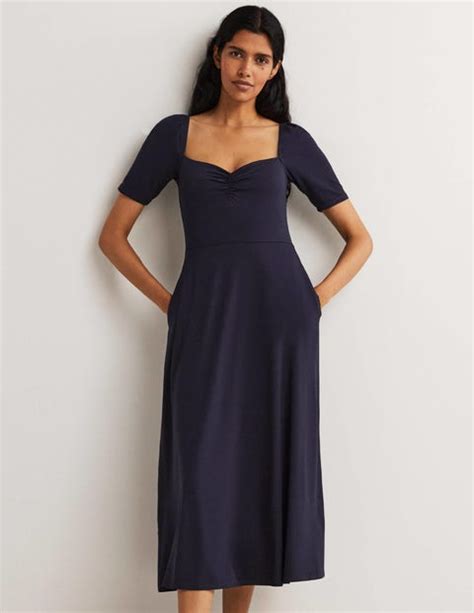 Evelyn Jersey Midi Dress Navy Women Boden Navy Boden Us