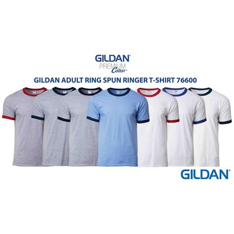 Gildan Premium Cotton Adult Ringer T Shirt 76600 Shopee Malaysia