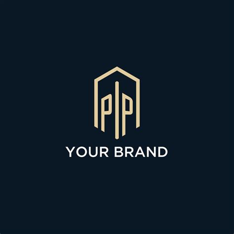 PP Initial Monogram Logo With Hexagonal Shape Style Real Estate Logo