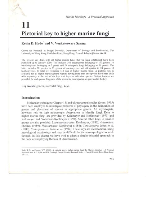 (PDF) Pictorial Key to Higher Marine Fungi