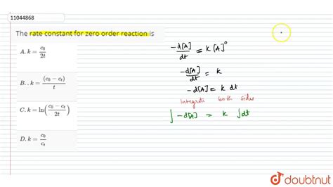 The Rate Constant For Zero Order Reaction Is Youtube