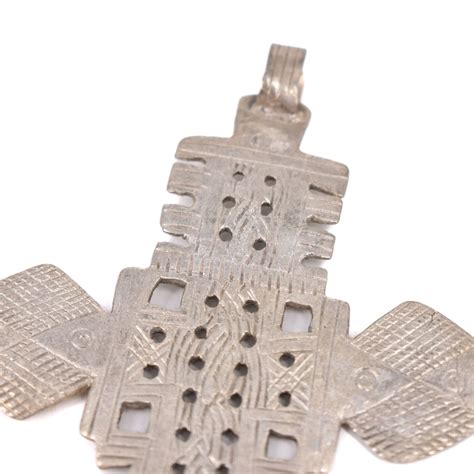 Silver Coptic Cross Pendant Ethiopia Gem