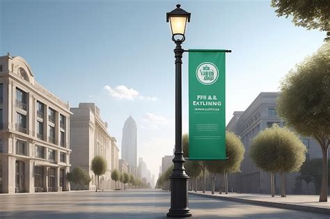 Premium Photo Lamp Post Banner 3d Rendering