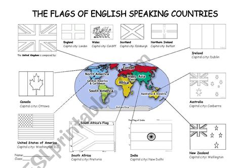 Colouring Flags of English Speaking Countries - ESL worksheet by TeresaSantos