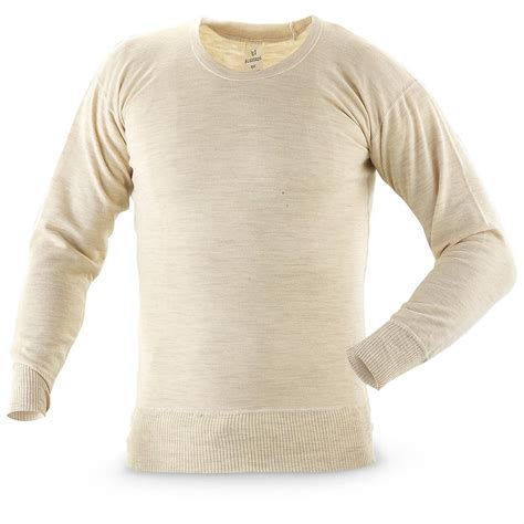 New Italian Military Surplus Wool Base - layer Shirt, Tan - 210954 ...