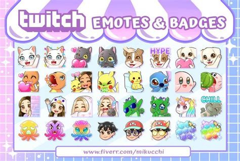 Mikucchi I Will Draw Cute Custom Emotes Sub Badges Stickers For Twitch