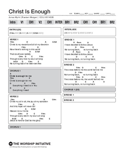 Christ Is Enough Chords PDF (The Worship Initiative) - PraiseCharts