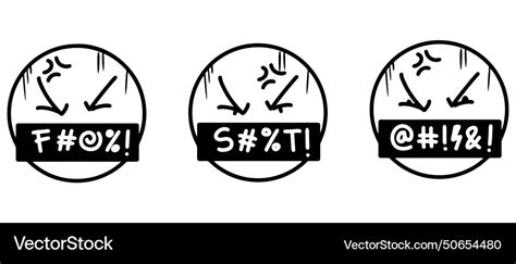 Doodle Sketch Style Of Swearing Icons Cartoon Vector Image