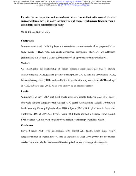 (PDF) Elevated serum aspartate aminotransferase levels concomitant with ...