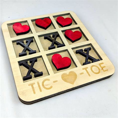 Tic Tac Toe Laser Cut Wooden Game Board Customization Etsy