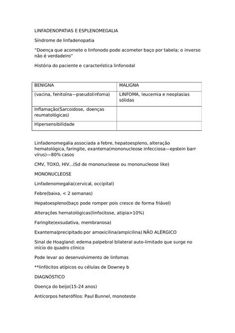 PDF 11 Linfadenopatias E Esplenomegalia DOKUMEN TIPS