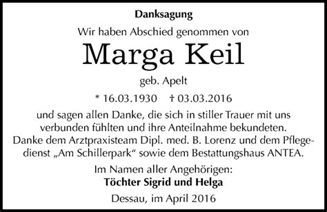 Traueranzeigen Von Marga Keil Abschied Nehmen De