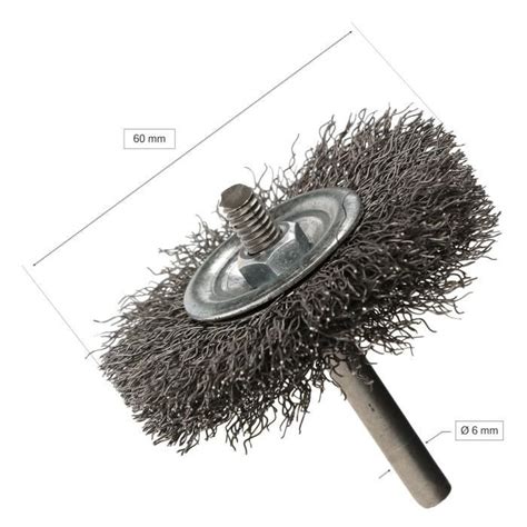 Brosse À Disque 60 Mm Avec Tige Ronde En Fil D Acier Ondulé Pour