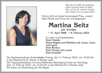 Traueranzeigen von Martina Seitz Allgäuer Zeitung