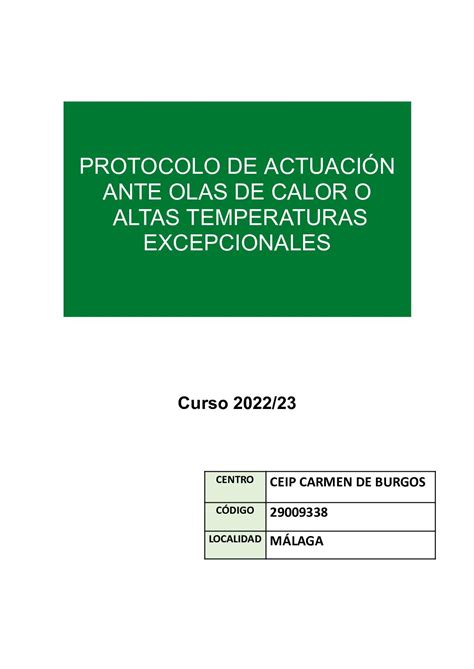 Calaméo Ceip Carmen De Burgos Protocolo De Actuaciones Ante Olas De