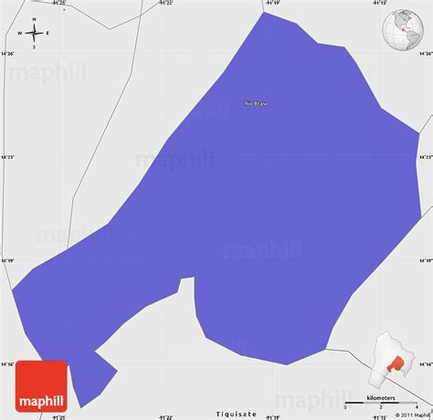 Political Simple Map of Rio Bravo, single color outside, borders and labels